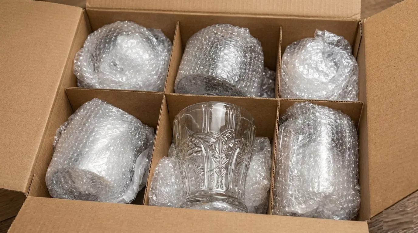 Professional packing service wrapping household items in Abu Dhabi